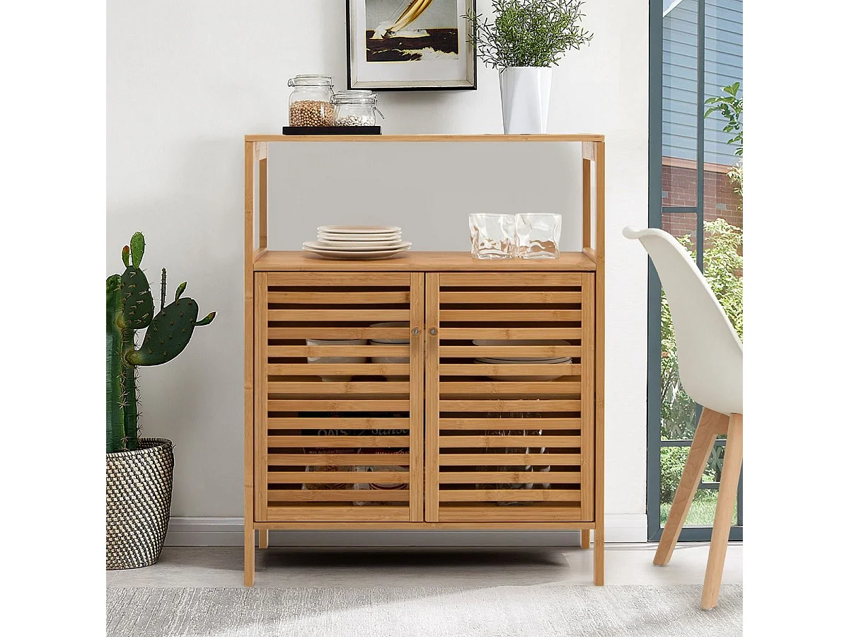 Badkamerkast van bamboe - 64x27,5x80cm natuurlijk