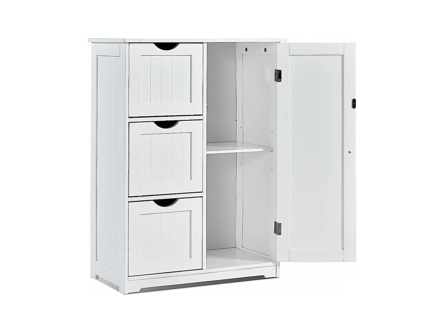 Meuble de Rangement Salle de Bain, avec 3 Tiroirs & 1 Placard - Étagère Réglable, 58x28x81cm - Blanc
