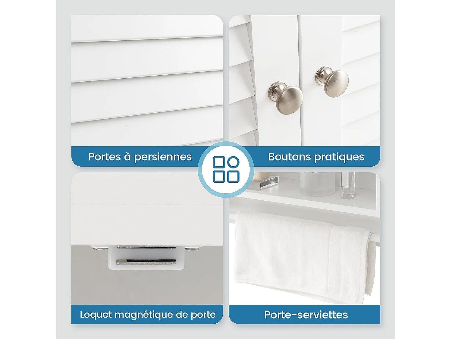Meuble de Salle de Bain Armoire Murale, 60 x 22 x 75 cm, Blanc