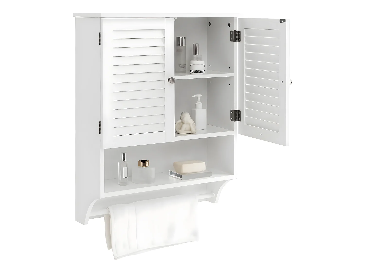Meuble de Salle de Bain Armoire Murale, 60 x 22 x 75 cm, Blanc