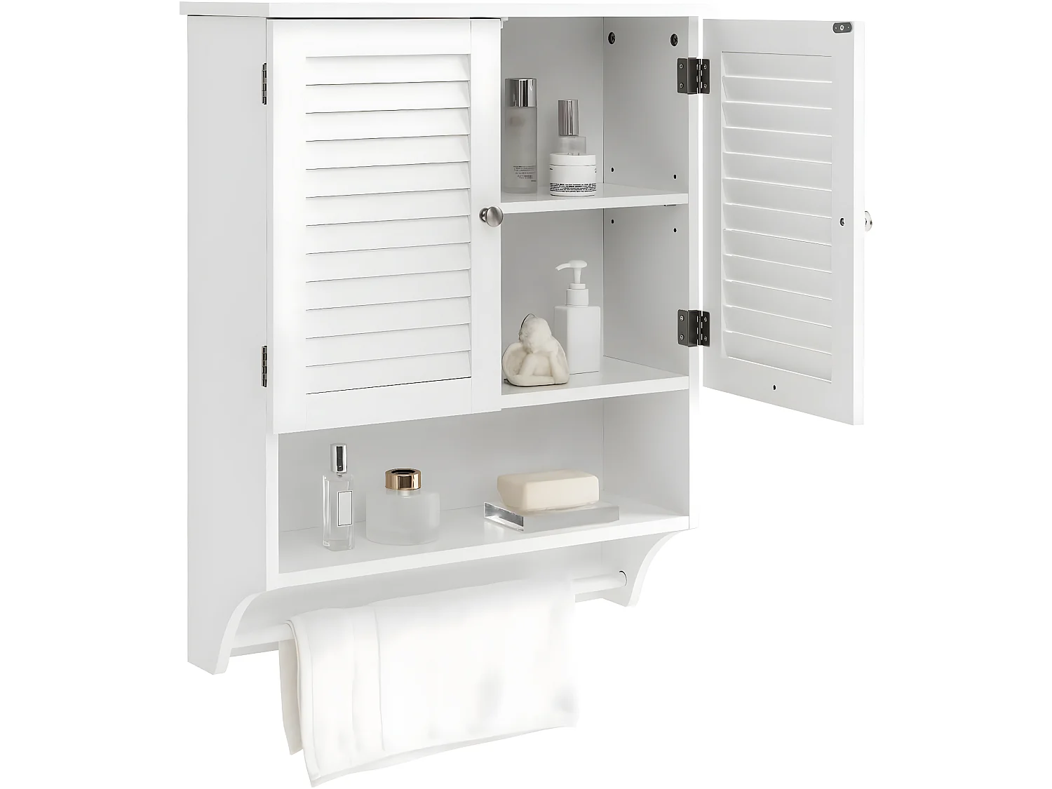 Meuble de Salle de Bain Armoire Murale, 60 x 22 x 75 cm, Blanc
