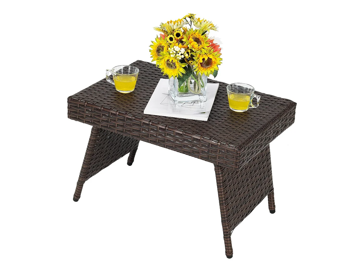 Table basse pliante en rotin,60 x 40 x 40 cm