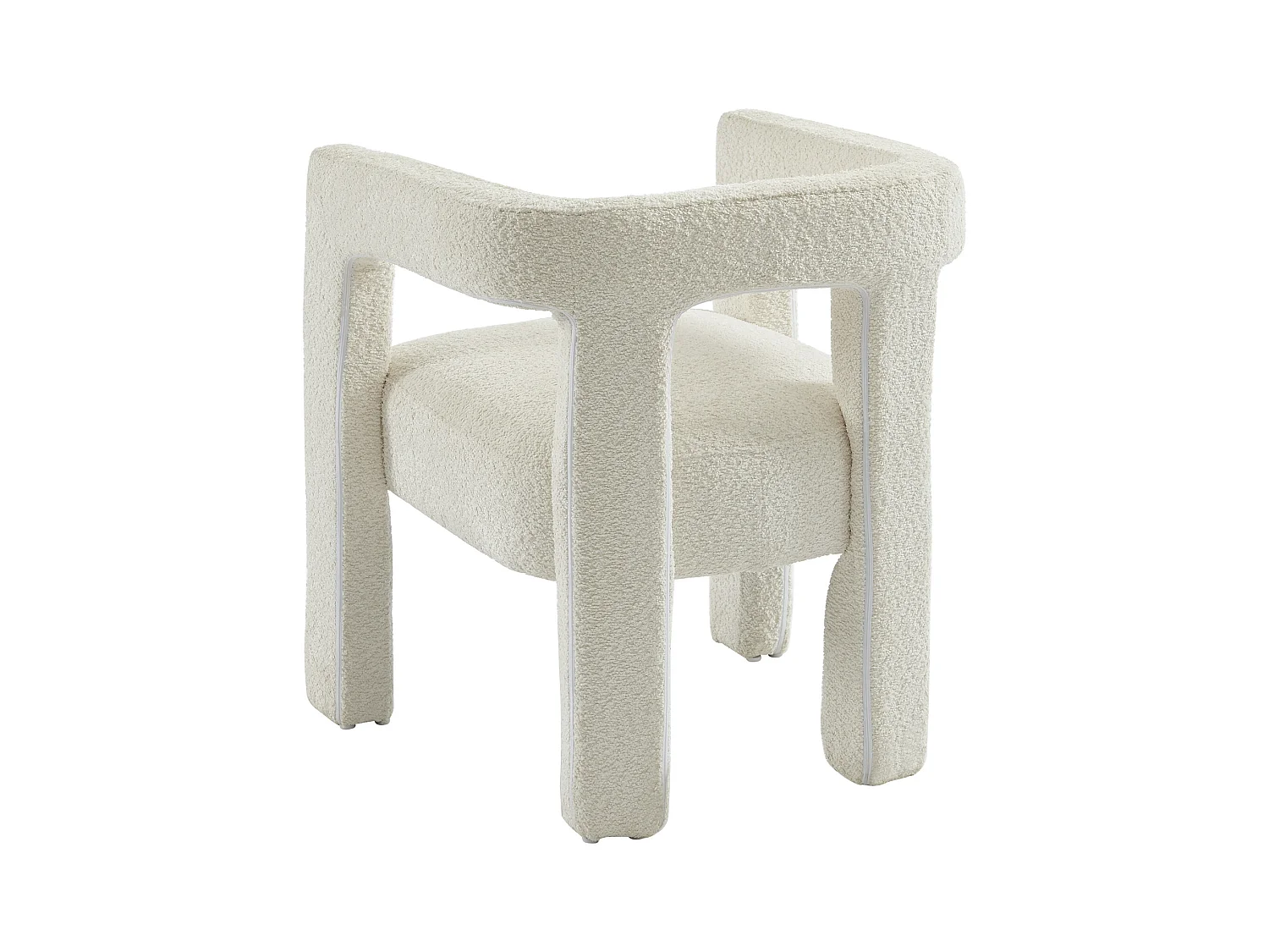 Cadeira com apoios de braço em tecido bouclé e metal branco - SOFANA de Pascal MORABITO