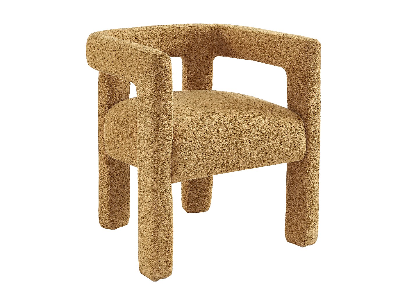 Chaise avec accoudoirs en tissu bouclette et métal - Blanc - SOFANA