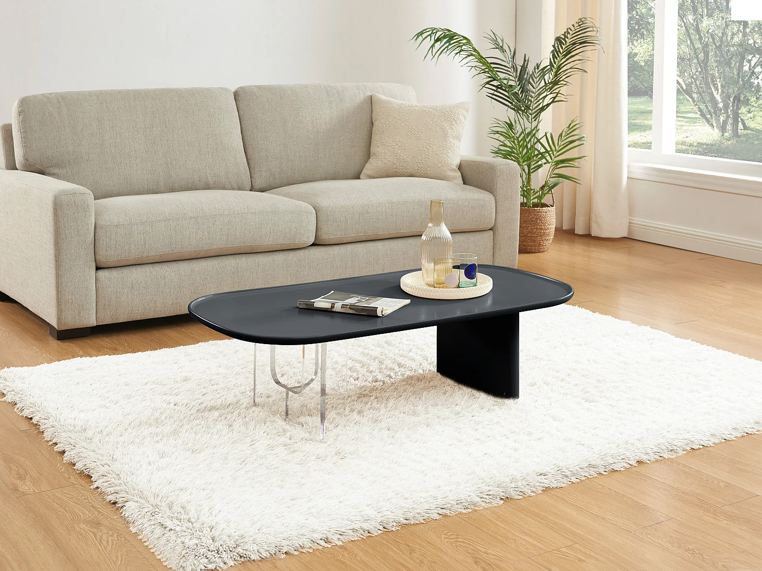 Couchtisch - MDF & Acryl - Schwarz & Transparent- RASIA