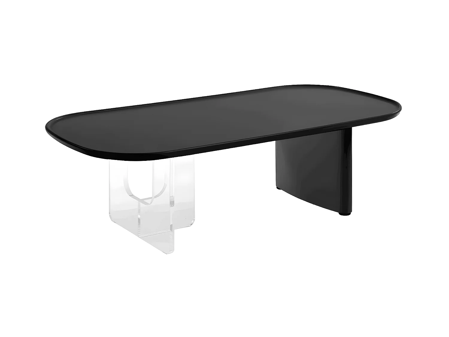 Stolik kawowy z MDF i akrylu - Czarny i przezroczysty - RASIA
