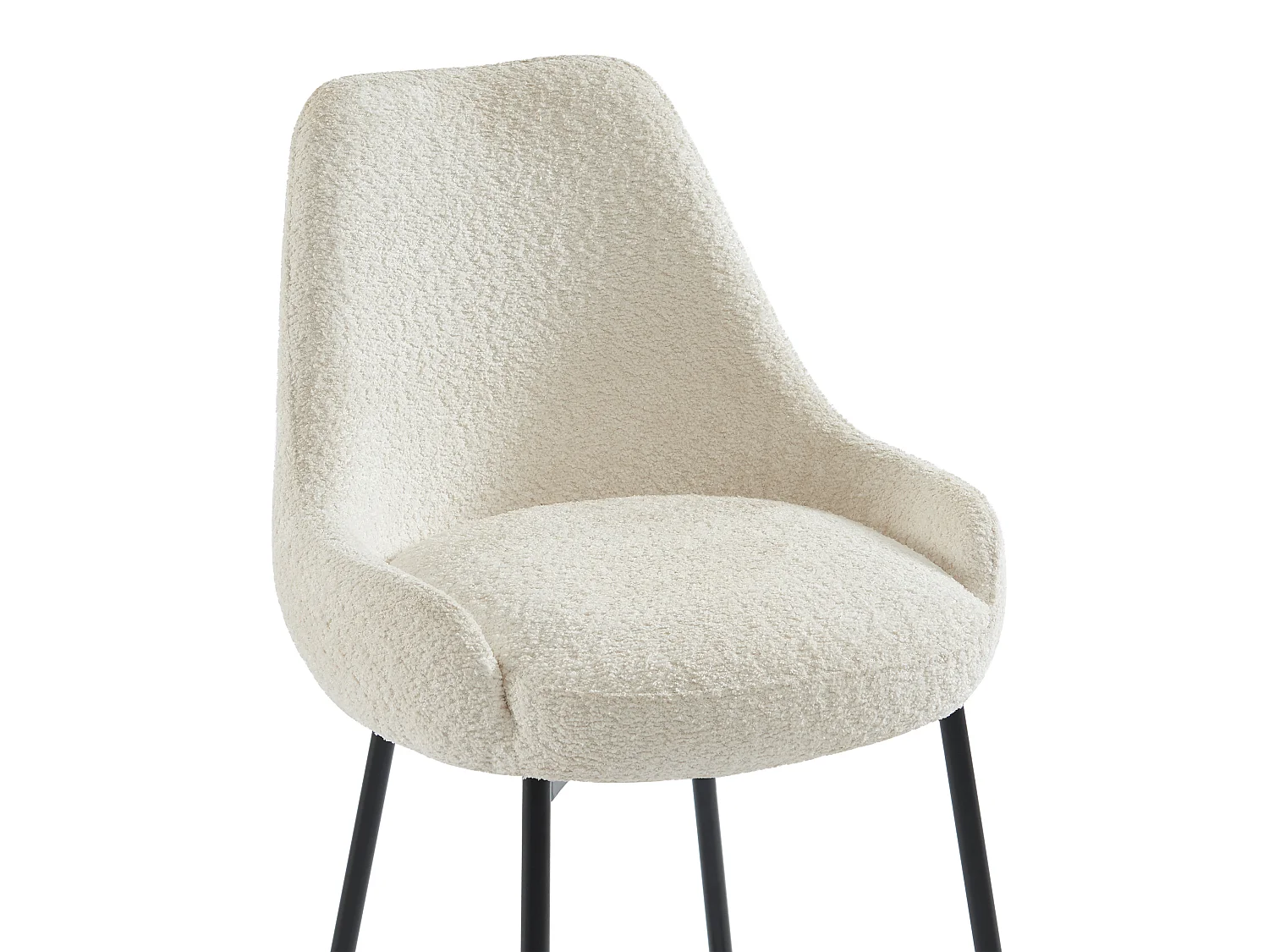 Lot de 2 tabourets de bar en tissu bouclette et métal noir - Blanc - TOYBA de Pascal Morabito