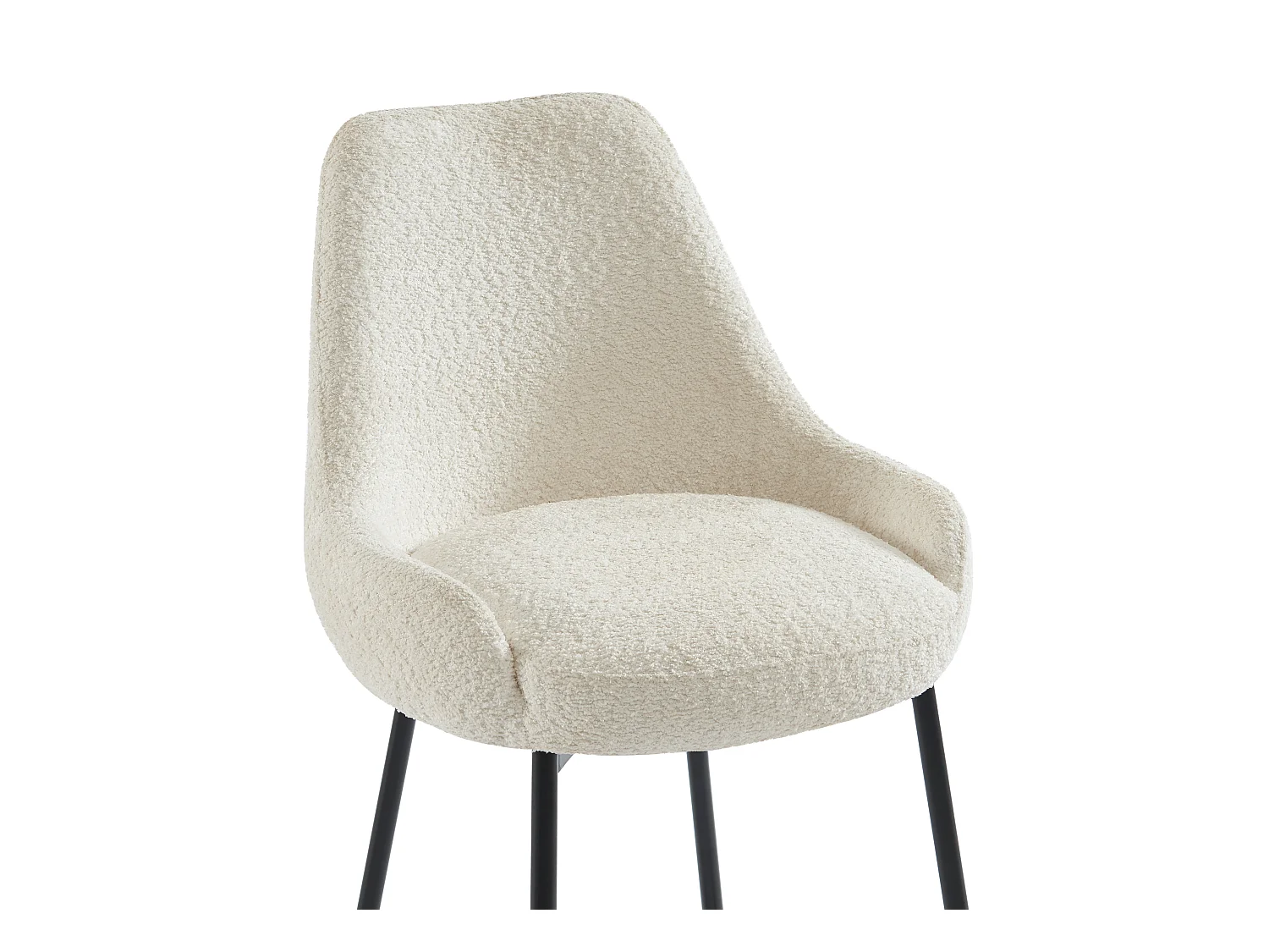 Lot de 2 tabourets de bar en tissu bouclette et métal noir - Blanc - TOYBA de Pascal Morabito