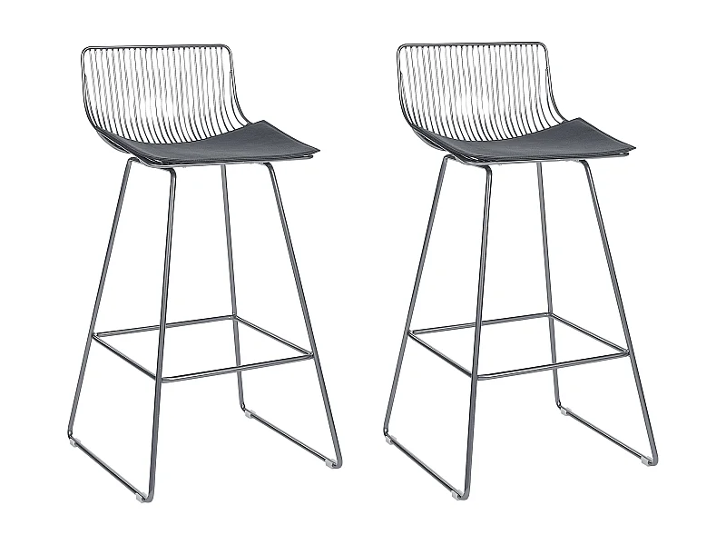 Lot de 2 chaises de bar FREDONIA Métal Argenté