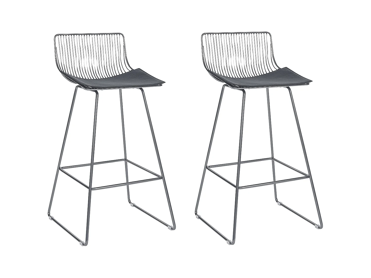 Lot de 2 chaises de bar FREDONIA Métal Argenté