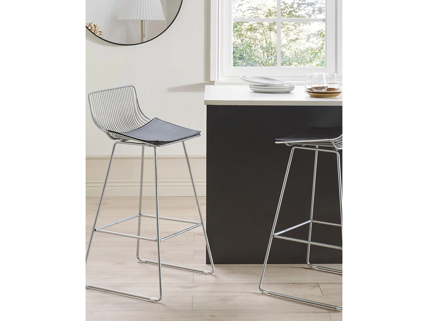 Lot de 2 chaises de bar FREDONIA Métal Argenté