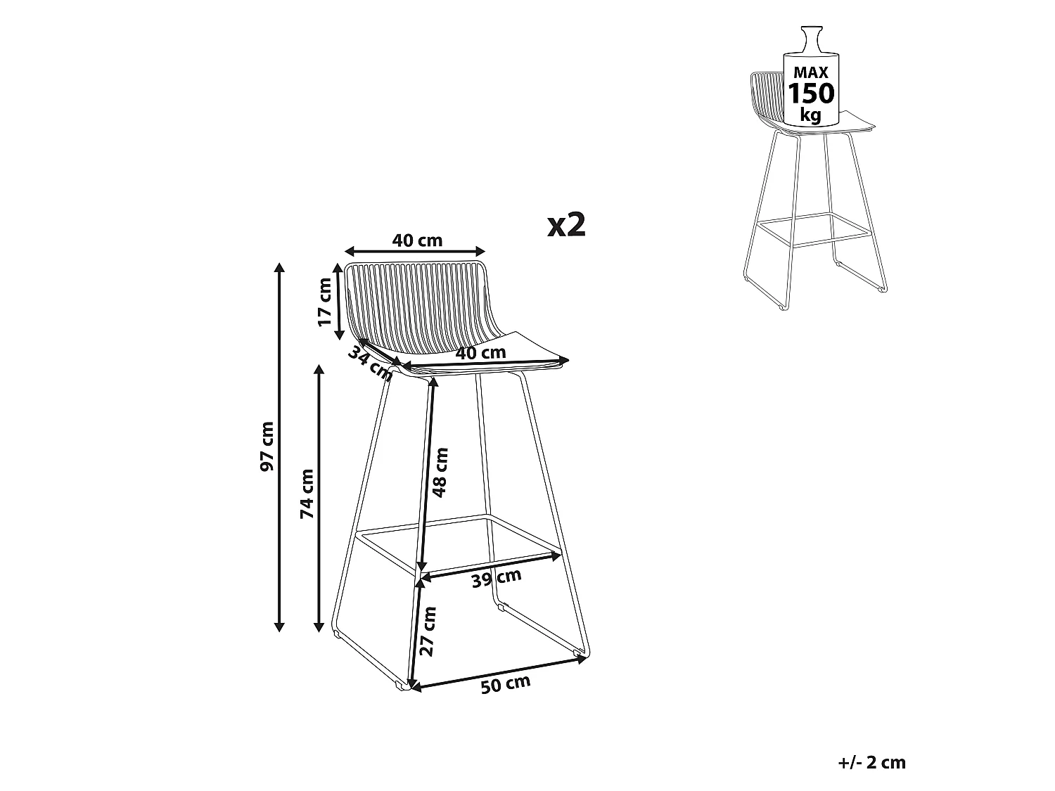 Set van 2 barstoelen FREDONIA Metaal Zilver