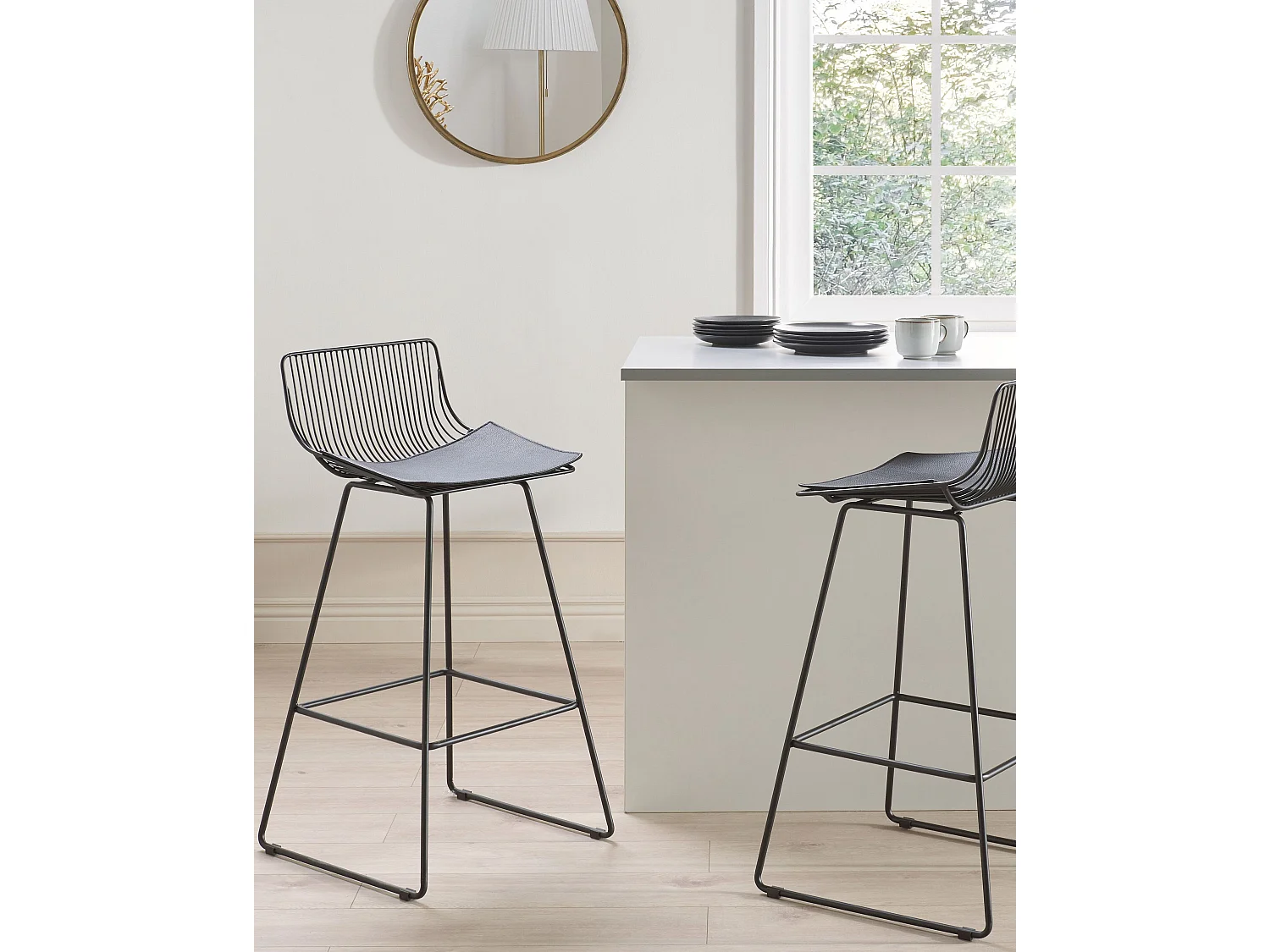 Lot de 2 chaises de bar FREDONIA Métal Noir