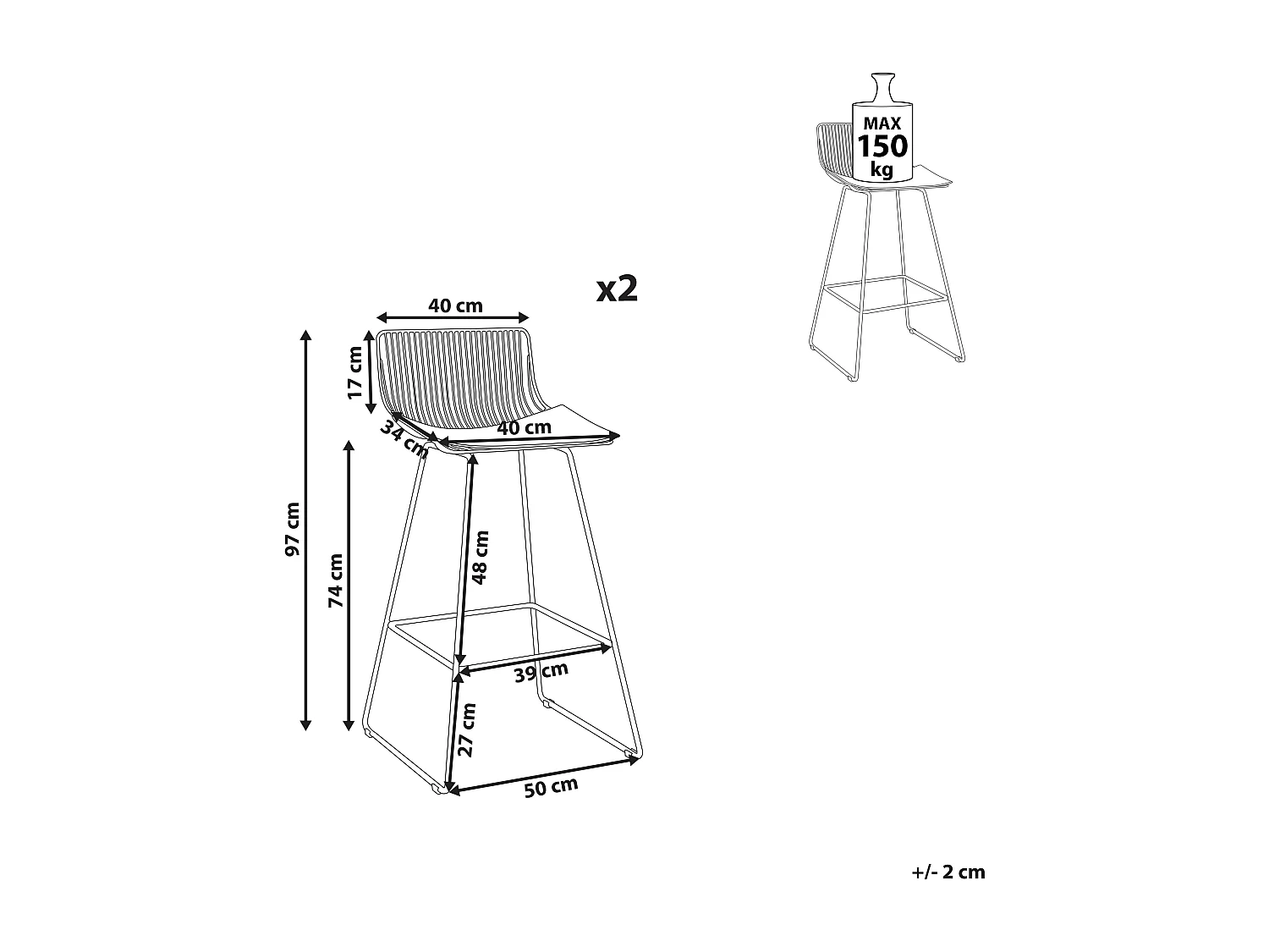 Set van 2 barstoelen FREDONIA Metaal Roségoud