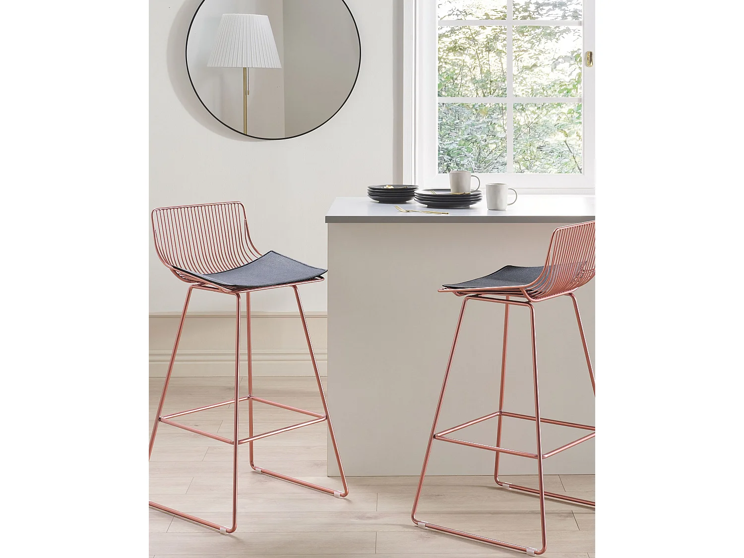 Lot de 2 chaises de bar FREDONIA Métal Rose doré