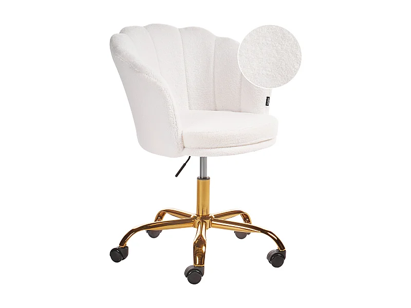 Bürostuhl Bouclé weiß / gold höhenverstellbar drehbar elegant Monticello II
