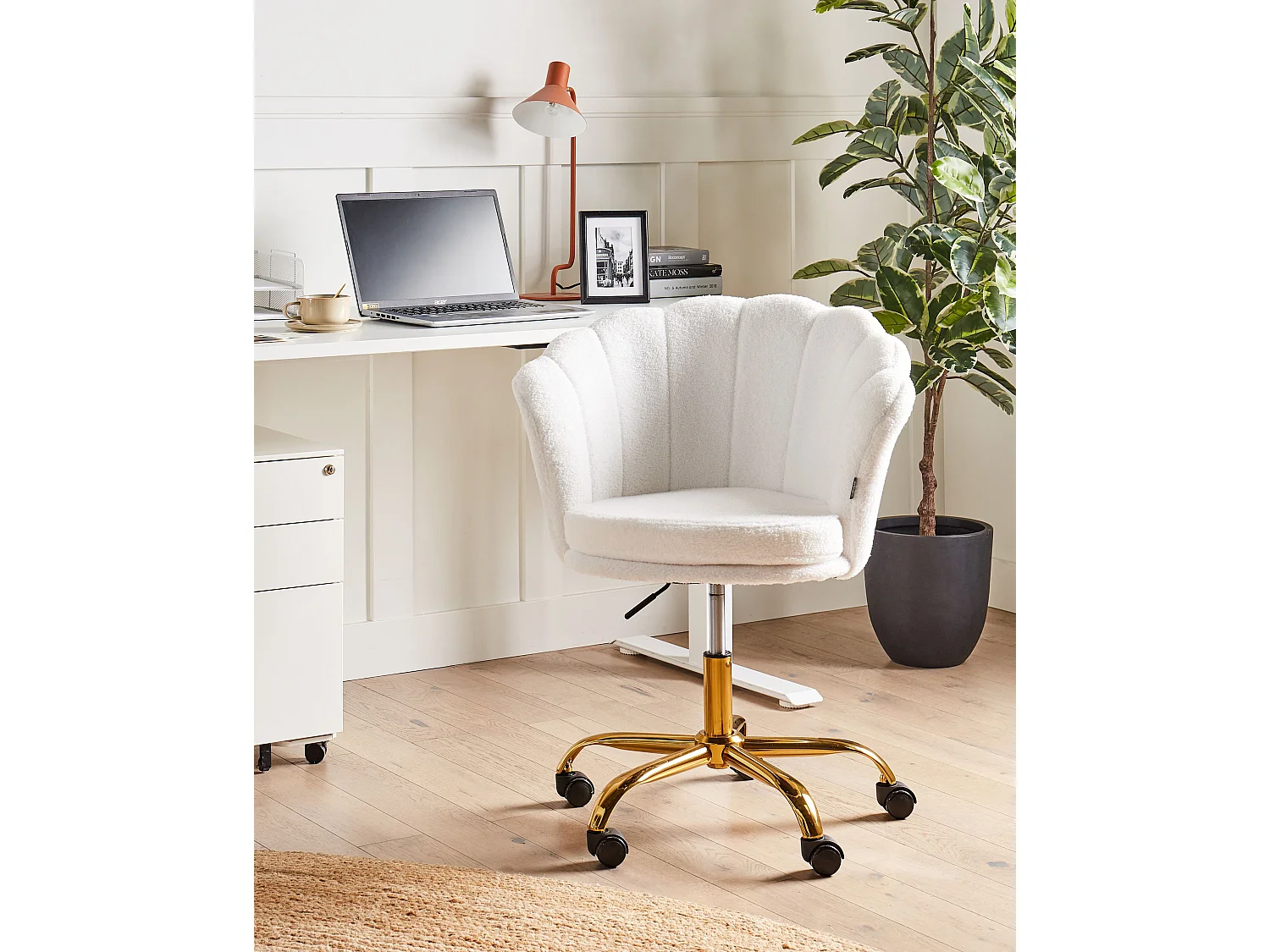 Chaise de bureau MONTICELLO Bouclé Blanc