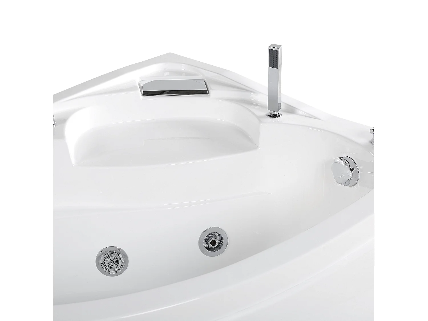 Weiße Whirpool-Badewanne mit LED-Beleuchtung SPA links 150 x 100 cm Neiva