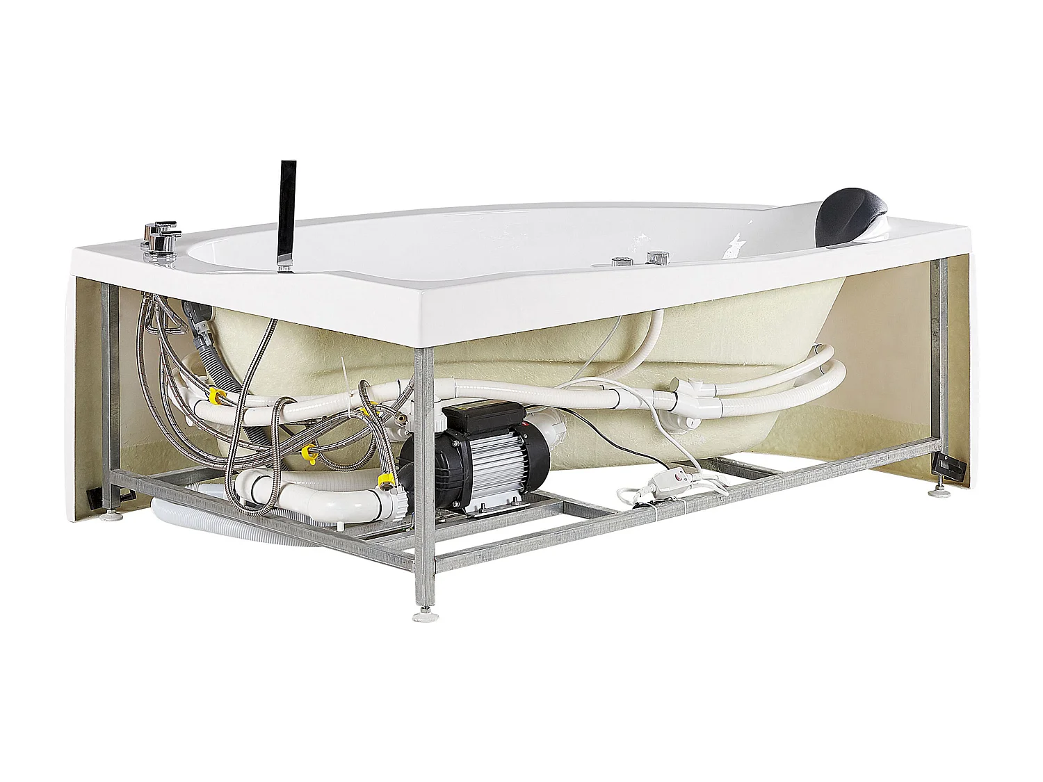 Weiße Whirpool-Badewanne mit LED-Beleuchtung SPA links 150 x 100 cm Neiva