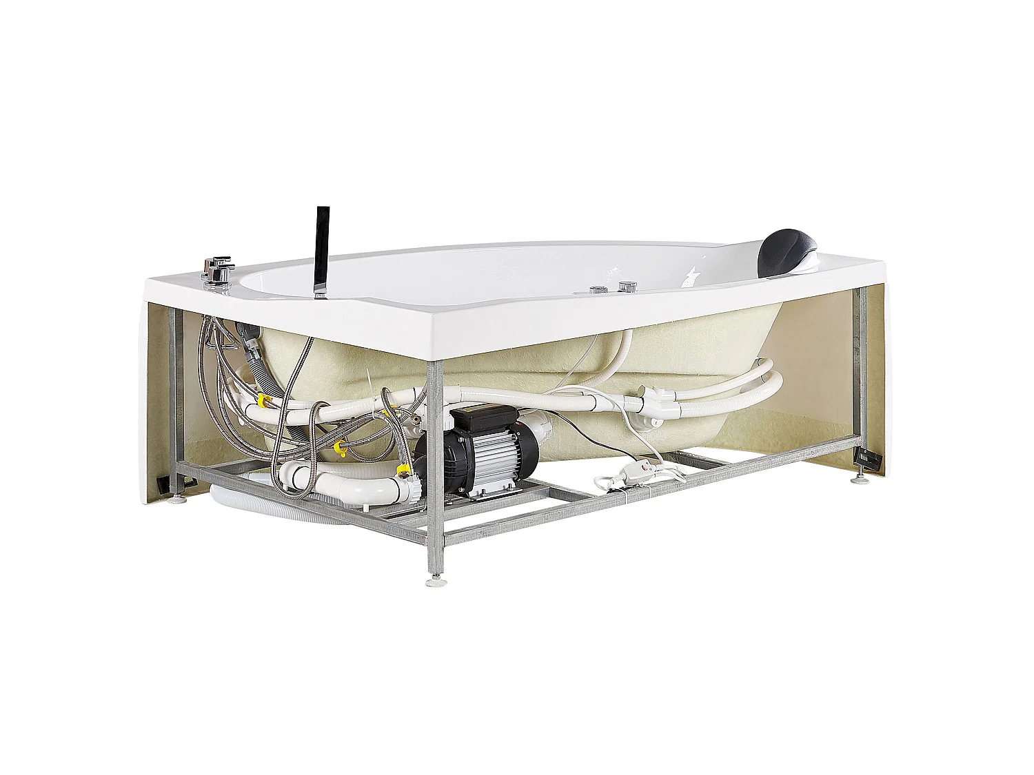 Baignoire d'angle à remous avec LED NEIVA Côté gauche 150 x 100 cm Blanc