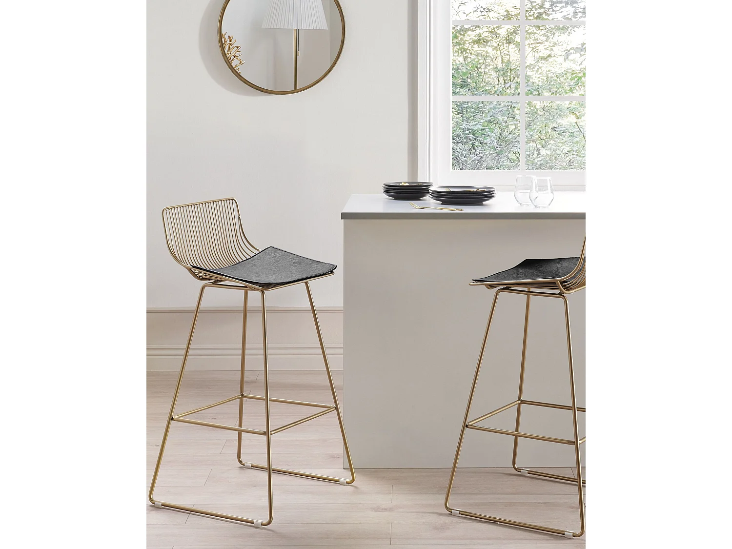 Lot de 2 chaises de bar FREDONIA Métal Doré