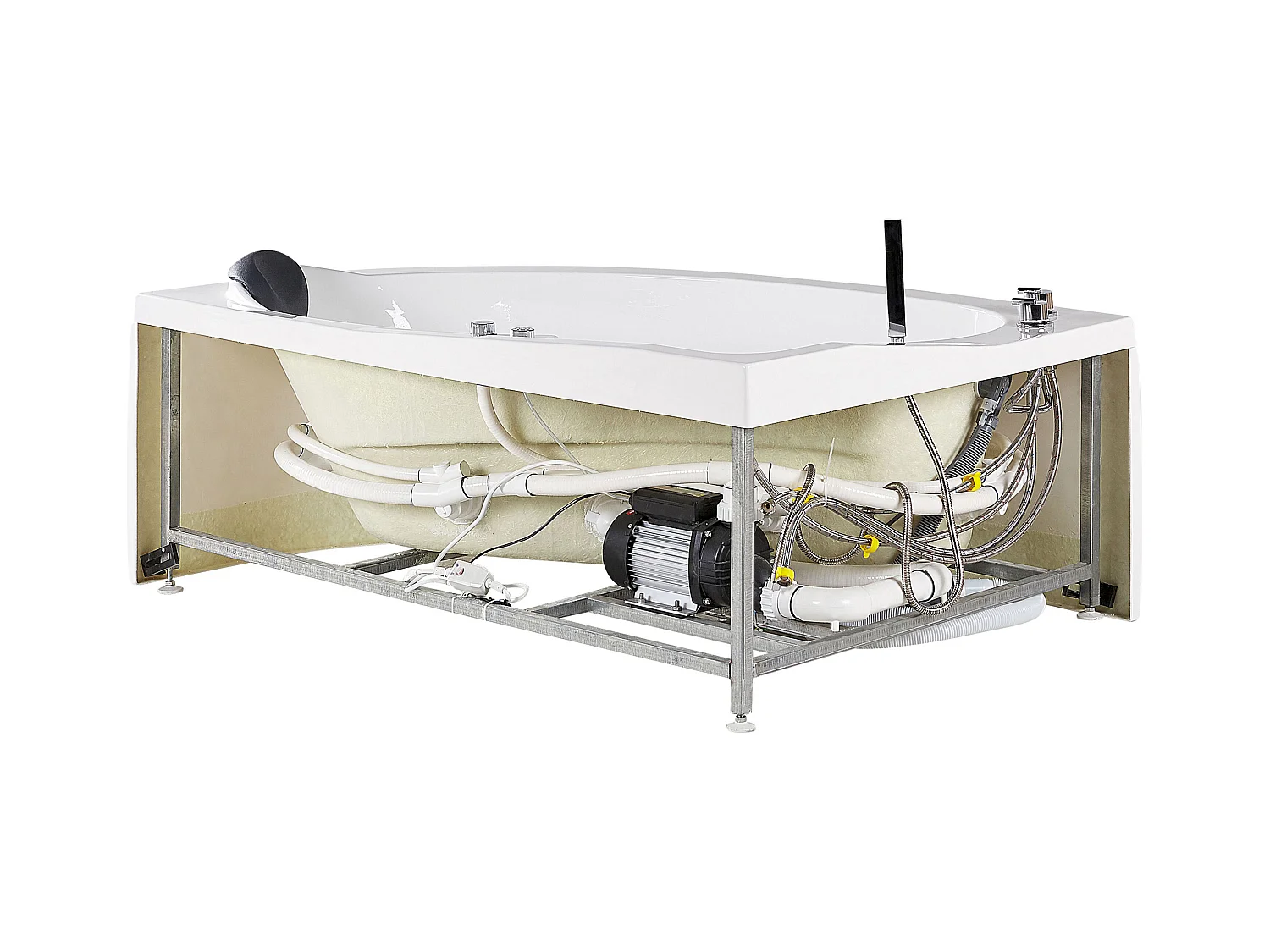 Baignoire d'angle à remous avec LED NEIVA Côté droit 150 x 100 cm Blanc