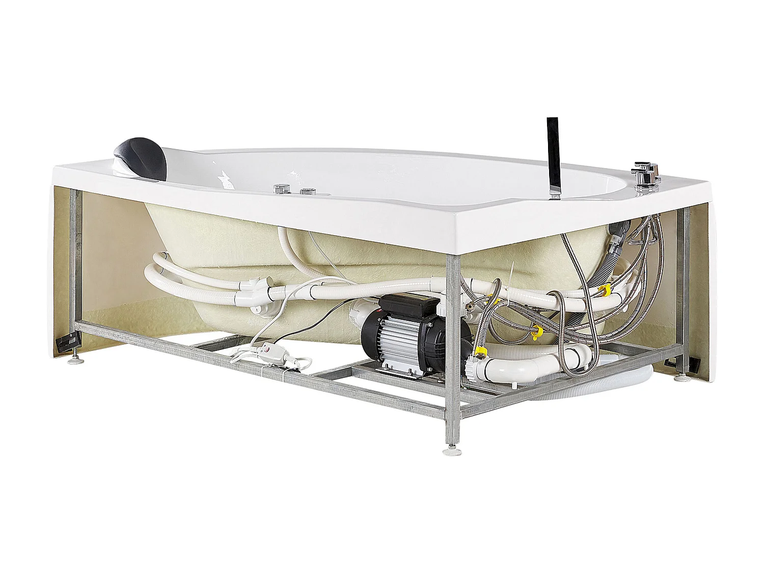 Baignoire d'angle à remous avec LED NEIVA Côté droit 150 x 100 cm Blanc