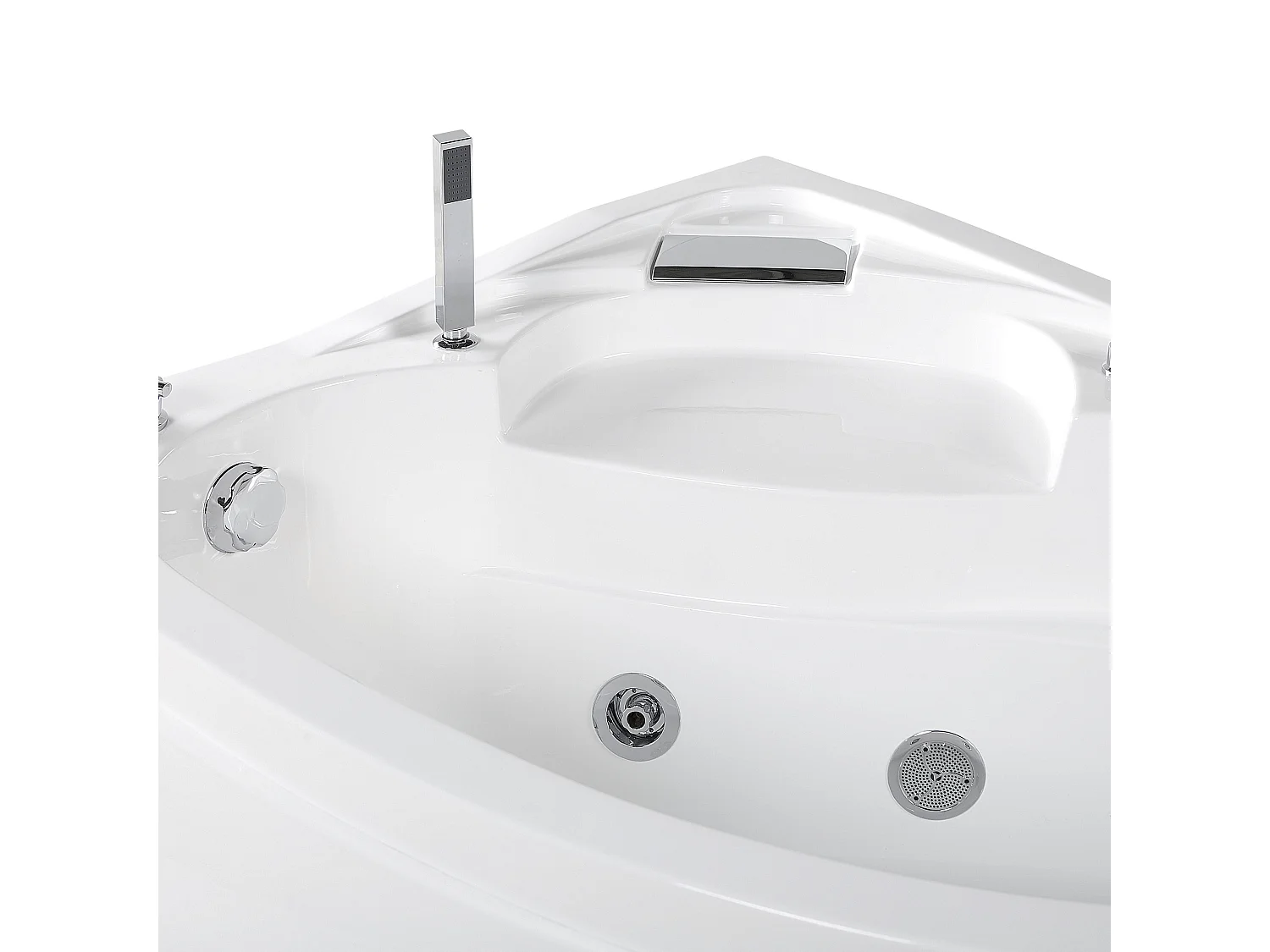 Baignoire d'angle à remous avec LED NEIVA Côté droit 150 x 100 cm Blanc