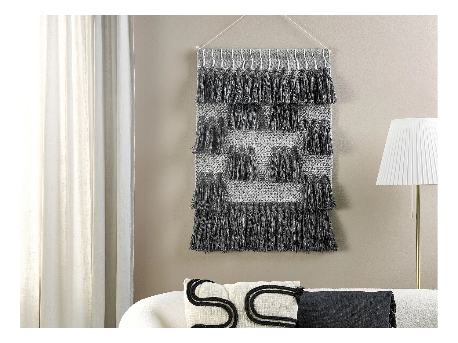 Suspension murale en tissu JIWA Coton 106 cm Gris