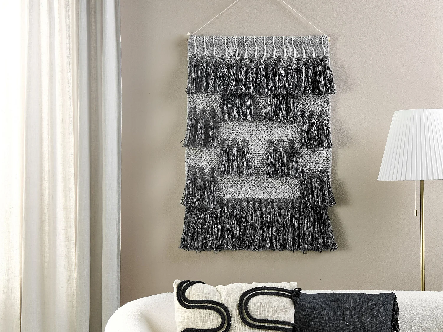 Suspension murale en tissu JIWA Coton 106 cm Gris
