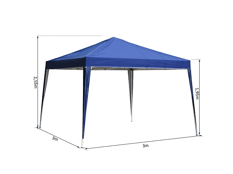 Tonnelle Barnum de Jardin Pliant Imperméabilisé Mikonos 3 x 3 x 2,55 m Bleu