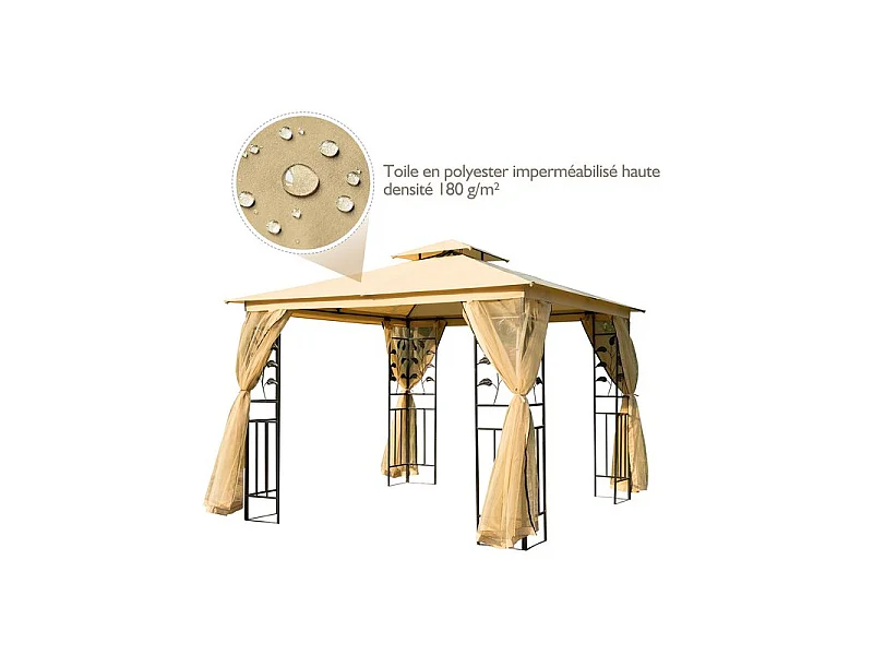 Tonnelle Pavillon de jardin JOHANESBURG beige