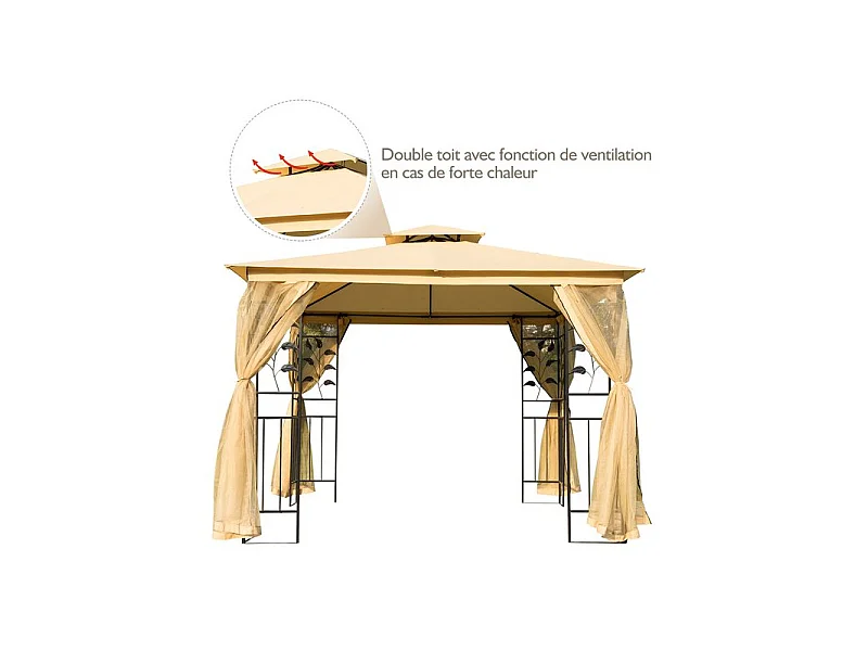 Tonnelle Pavillon de jardin JOHANESBURG beige