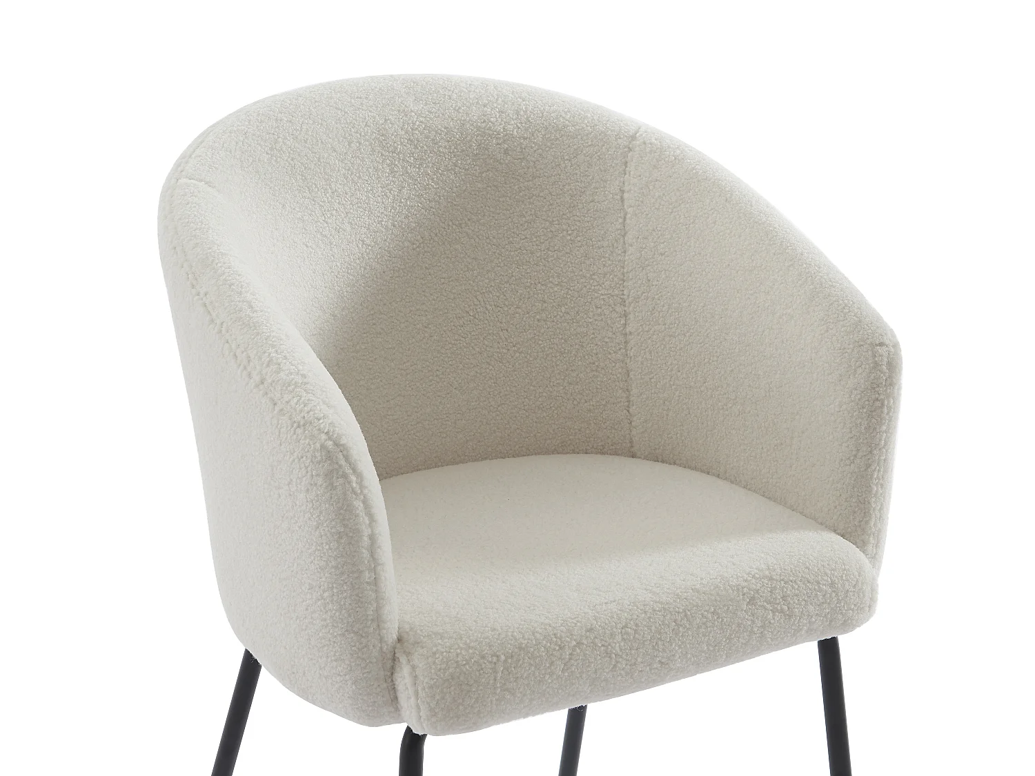 Lot de 6 chaises avec accoudoirs en tissu bouclette et métal - Crème - MORONI de Pascal MORABITO