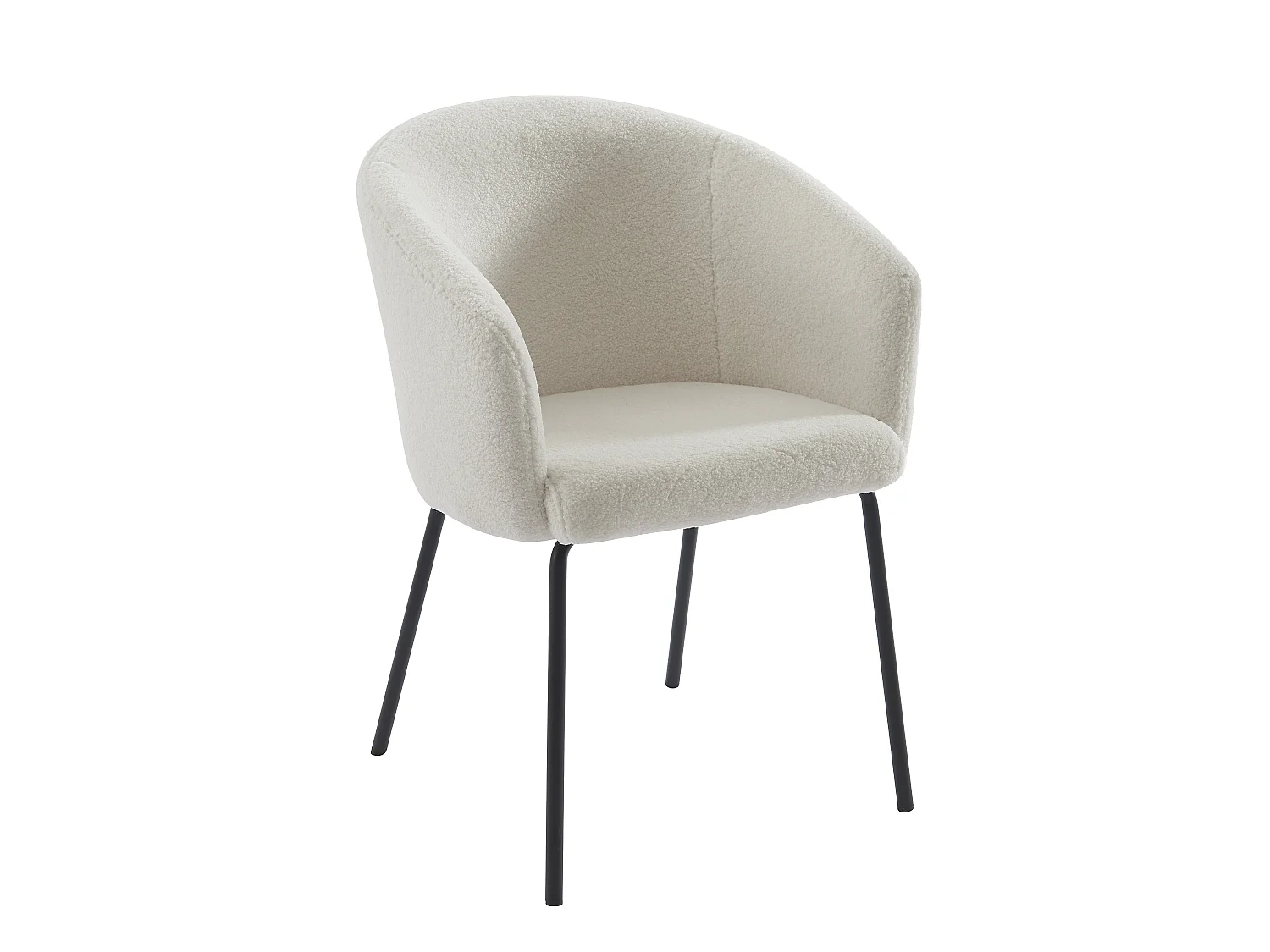 Lot de 6 chaises avec accoudoirs en tissu bouclette et métal - Crème - MORONI de Pascal MORABITO