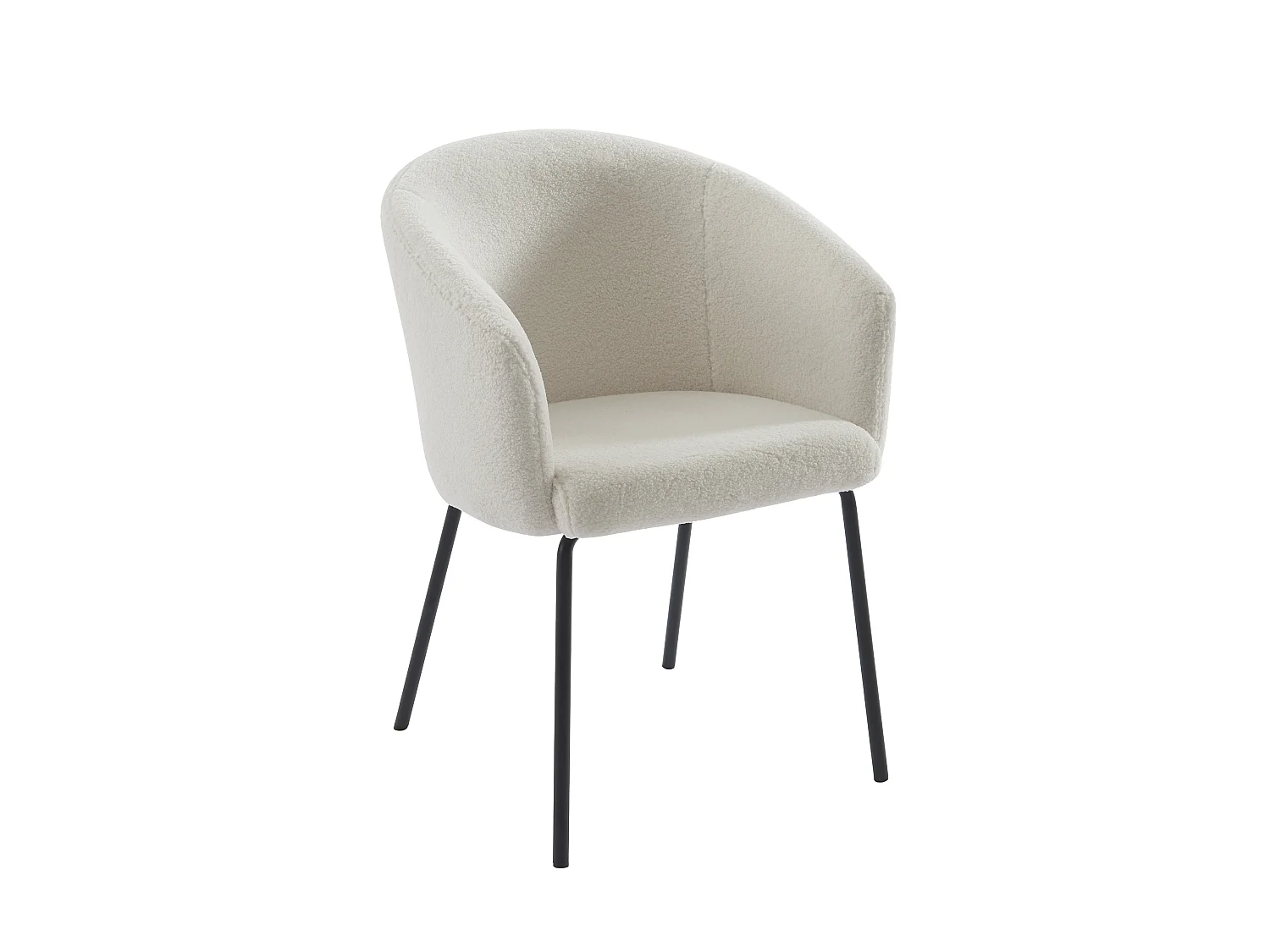 Set van 6 stoelen met armleuningen van boucléstof en metaal - Crèmewit - MORONI van Pascal MORABITO