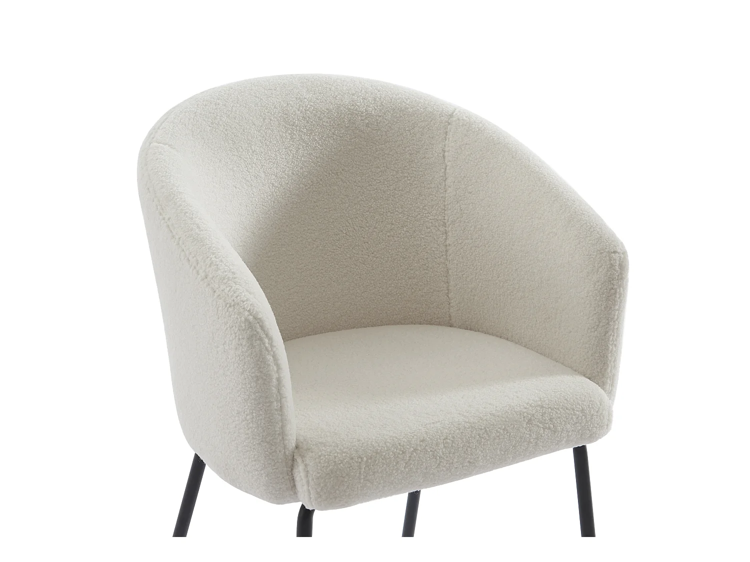 Set van 6 stoelen met armleuningen van boucléstof en metaal - Crèmewit - MORONI van Pascal MORABITO
