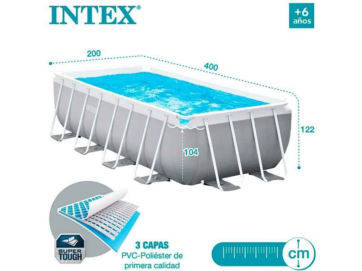 Piscine tubulaire Prism Frame rectangulaire 4,00 x 2,00 x 1,22 m - Intex