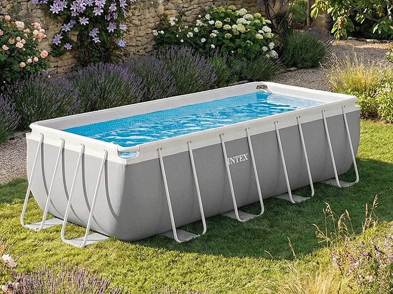 Piscina retangular acima do solo 400x200x122 cm com bomba e escada