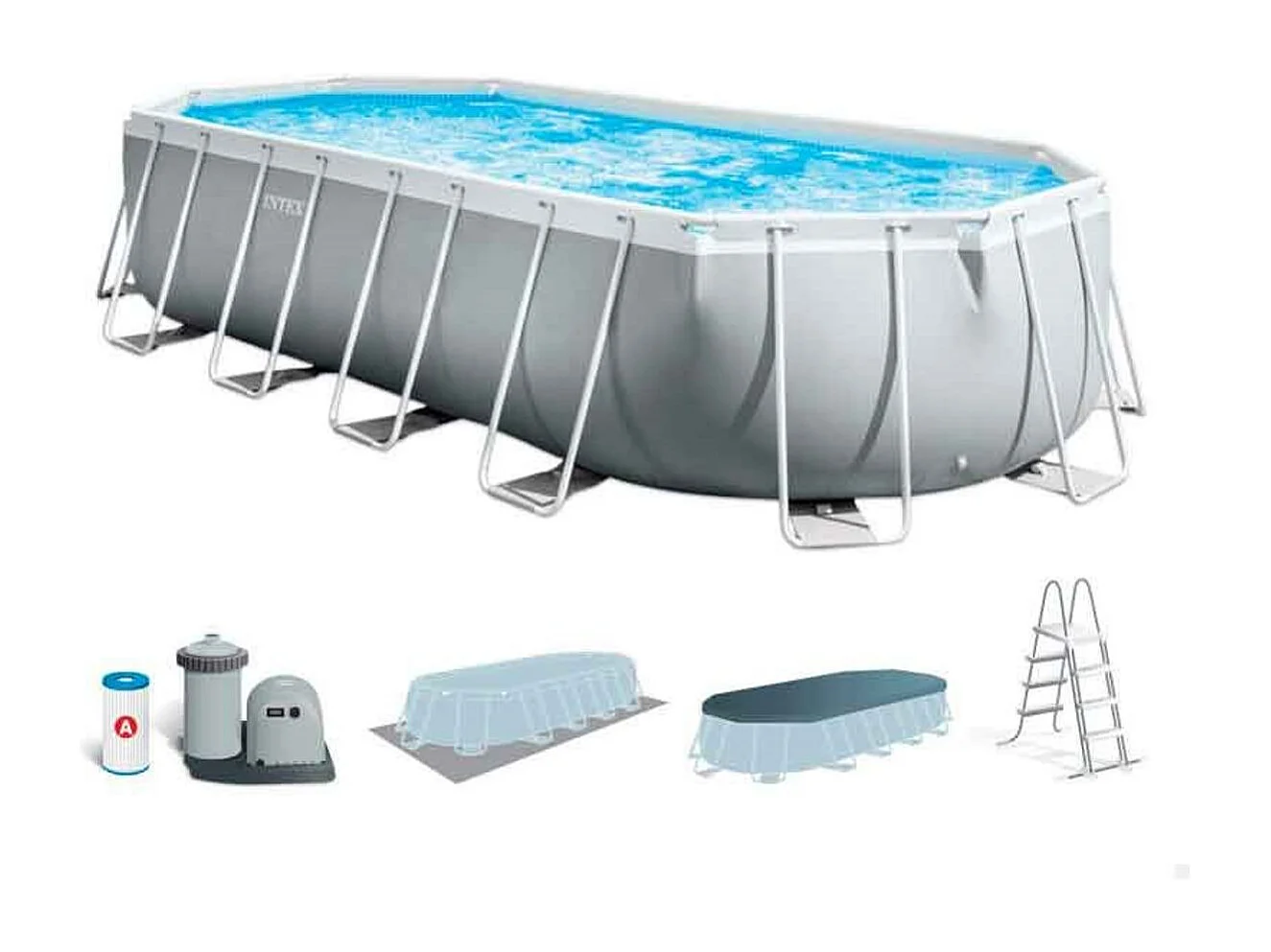 Piscina oval acima do solo 610x305x122cm com escada e bomba 26798 Intex