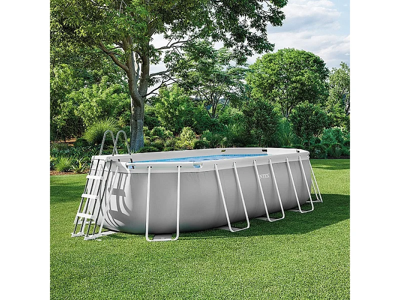 Piscina oval acima do solo 503x274x122cm com bomba, escada e acessórios