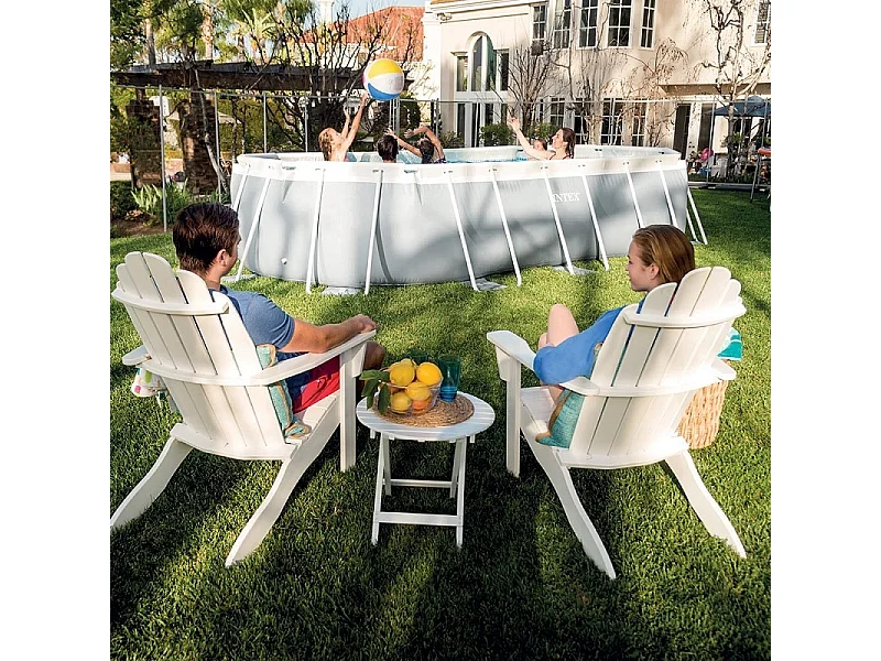 Piscina oval acima do solo 503x274x122cm com bomba, escada e acessórios