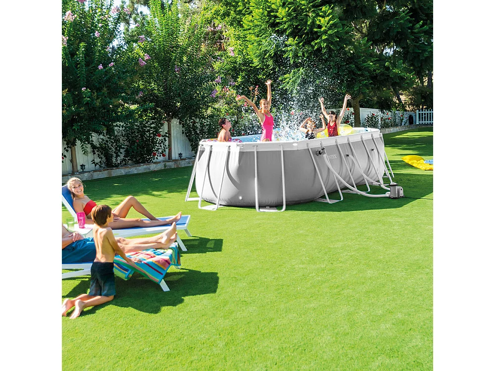 Ovaler Aufstellpool 503 x 274 x 122 cm mit Pumpe, Leiter und Zubehör