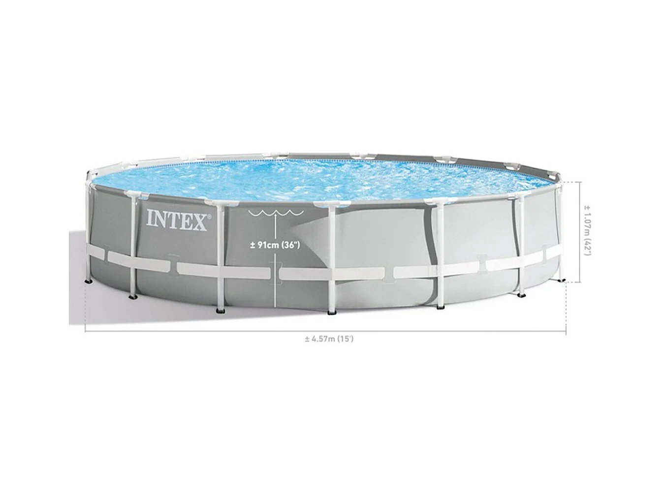 Intex 26724NP – Runder Prisma Frame-Pool mit Filterpumpe, Leiter und Planen, 457 x 107 cm
