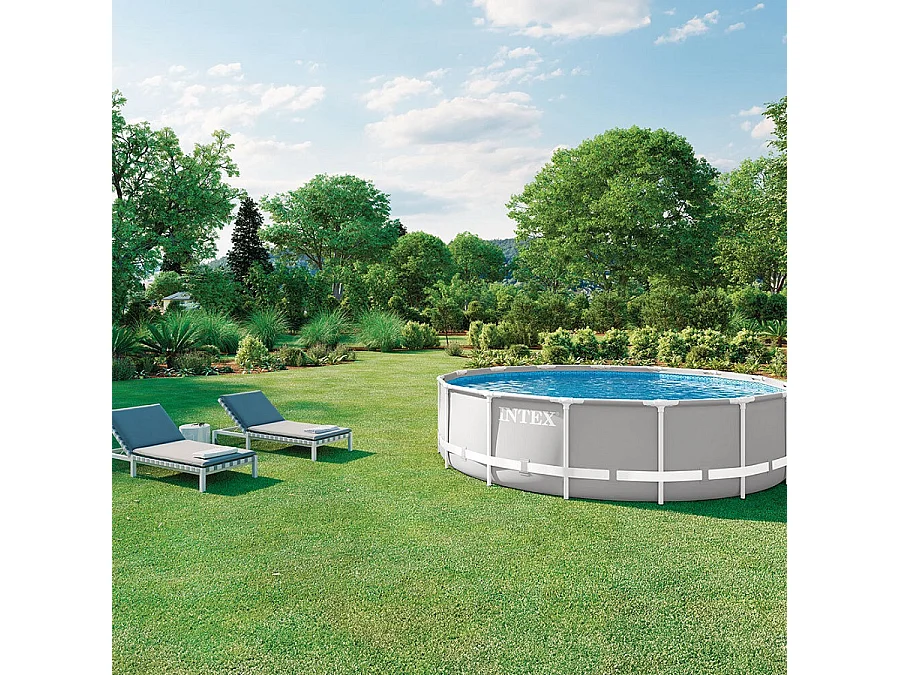 Intex 26724NP - Piscina redonda Prisma Frame com bomba filtro, escada e lençóis, 457x107 cm
