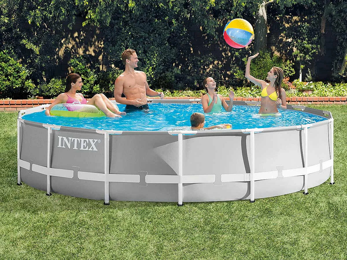 Intex 26724NP - Piscina redonda Prisma Frame com bomba filtro, escada e lençóis, 457x107 cm