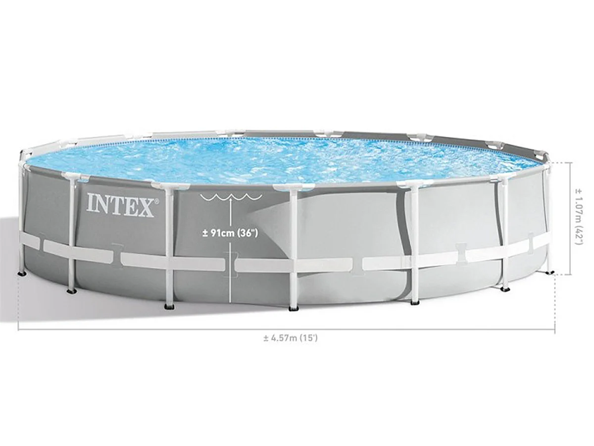 Intex 26724NP - Rond Prisma Frame zwembad met filterpomp, ladder en platen, 457x107 cm