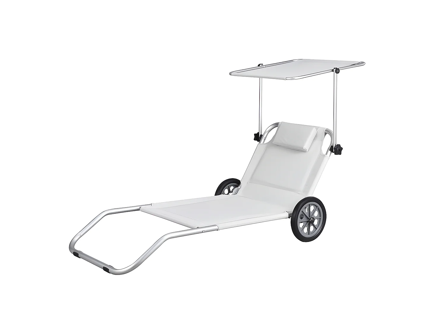 Estosa - Chaise de plage pliante blanche Dodi à roulettes