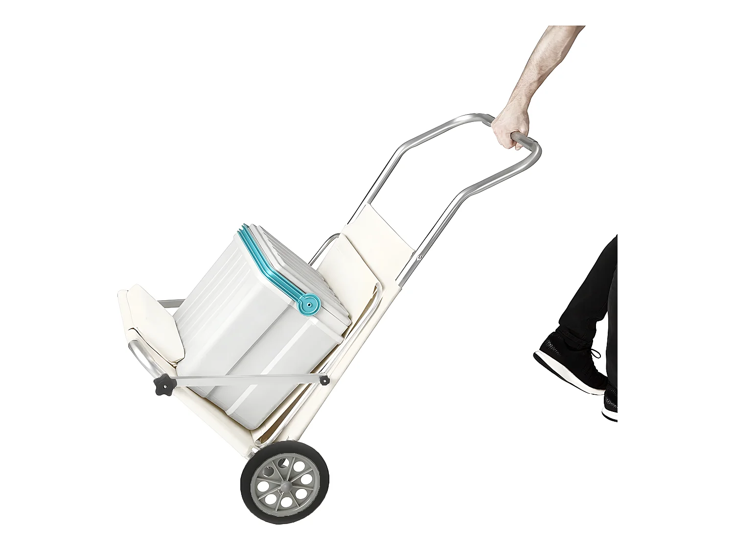 Estosa - Chaise de plage pliante blanche Dodi à roulettes