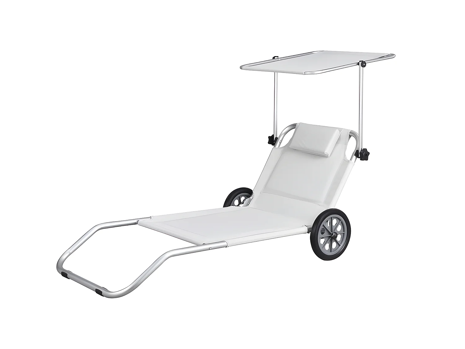 Estosa - Chaise de plage pliante blanche Dodi à roulettes